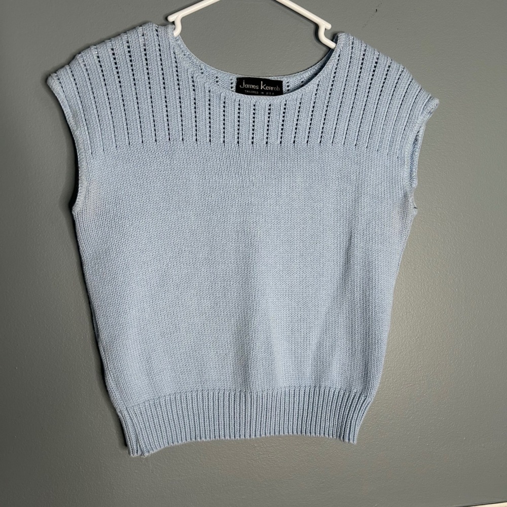 James Kenrob vintage Light Blue‎ Knit Sleeveless Top Women's knit retro unique